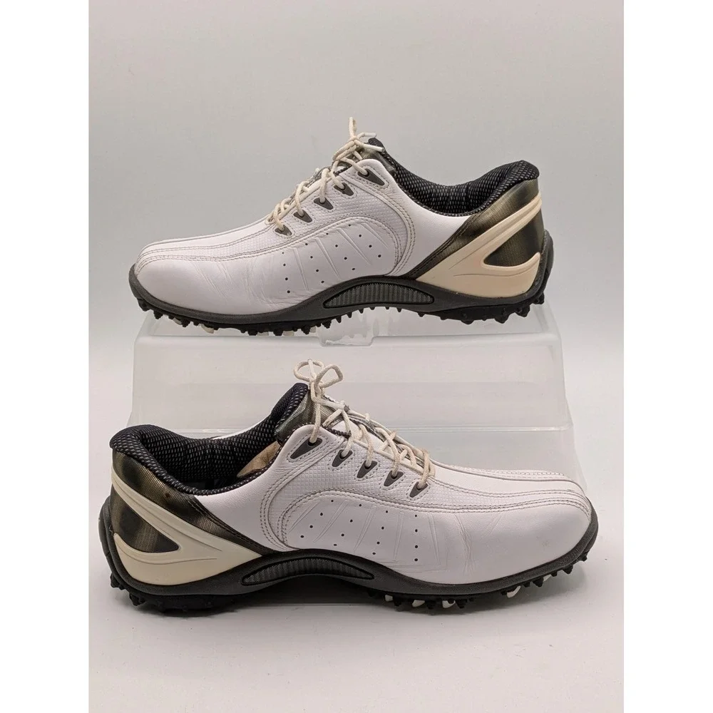 FootJoy FJ Sport Shoes Mens Size 8.5 White Leather Spiked Golf Sneakers 53111